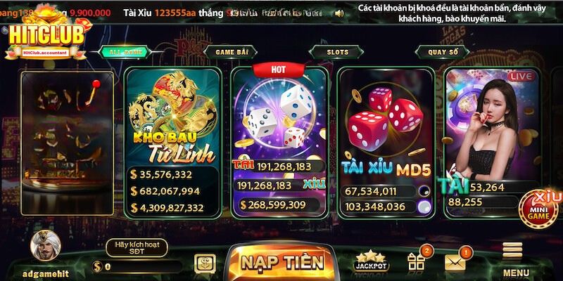 Những trò chơi nổi bật tại Hitclub